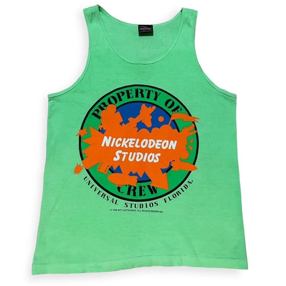 Vintage 1990 Nickelodeon Universal Studios Promo Slime Shirt Bright Green Tank